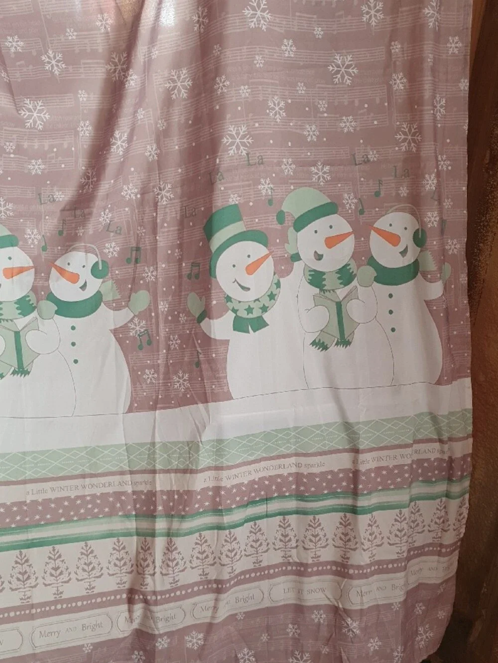 Snowman Holiday Christmas Shower Curtain - Brown And Green